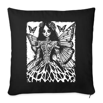 Fairycore Ästhetik Skelett Fee Goth Gothic G - Sofakissenbezug 45 x 45 cm - Schwarz - Vorne
