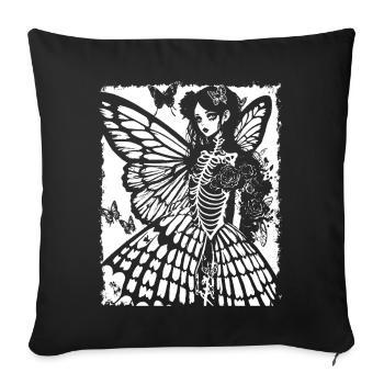 Fairycore Ästhetik Grunge Skelett Fee Goth G - Sofakissenbezug 45 x 45 cm - Schwarz - Vorne