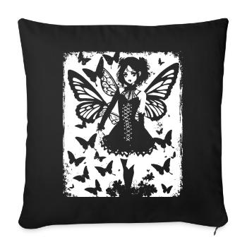 Fairycore Esthétique Squelette Fée Goth Grunge G - Housse de coussin décorative 45 x 45 cm - noir - Devant