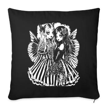 Fairycore Aesthetics Skeleton Fairy Goth Gothic G - Sofa pillowcase 17,3'' x 17,3'' (45 x 45 cm) - black - Front