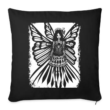 Fairycore Aesthetics Skeleton Fairy Goth Gothic G - Sofa pillowcase 17,3'' x 17,3'' (45 x 45 cm) - black - Front