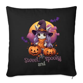 Halloween Einhorn Hexe Sweet Spooky - Sofakissenbezug 45 x 45 cm - Schwarz - Vorne