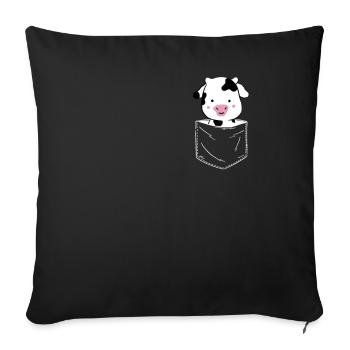 vache vaches agriculteur veau veaux bovins - Housse de coussin décorative 45 x 45 cm - noir - Devant
