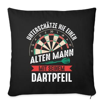 Dart Darts Dartspieler Dartsport - Sofakissenbezug 45 x 45 cm - Schwarz - Vorne