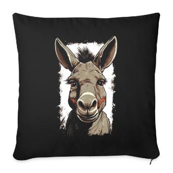 Esel Eselchen Maultier Muli - Sofakissenbezug 45 x 45 cm - Schwarz - Vorne