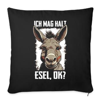 Esel Eselchen Maultier Muli - Sofakissenbezug 45 x 45 cm - Schwarz - Vorne