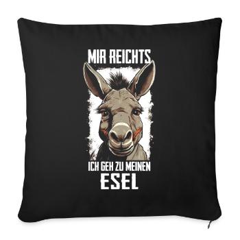 Esel Eselchen Maultier Muli - Sofakissenbezug 45 x 45 cm - Schwarz - Vorne
