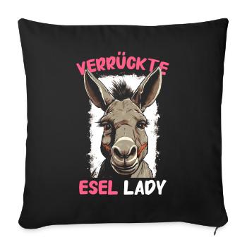 Esel Eselchen Maultier Muli - Sofakissenbezug 45 x 45 cm - Schwarz - Vorne