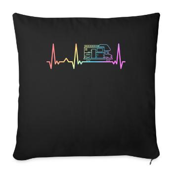 Camping Caravan Camper Motorhome - Sofa pillowcase 17,3'' x 17,3'' (45 x 45 cm) - black - Front