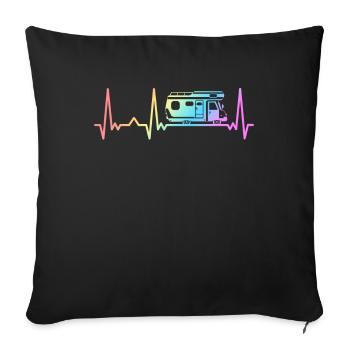 Camping Caravan Camper Motorhome - Sofa pillowcase 17,3'' x 17,3'' (45 x 45 cm) - black - Front