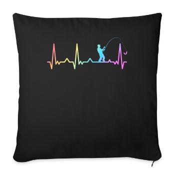 Pêcheurs à la ligne Pêcheurs Pêche Pêche Poisson - Housse de coussin décorative 45 x 45 cm - noir - Devant