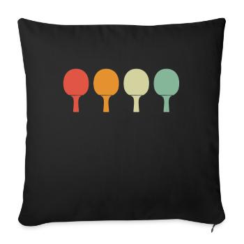 Tennis de table Ping-pong Joueur de tennis de table - Housse de coussin décorative 45 x 45 cm - noir - Devant