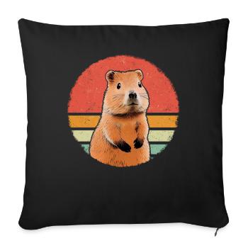 Capybara Capybara Animal rongeur - Housse de coussin décorative 45 x 45 cm - noir - Devant