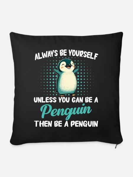 Pinguin Pinguine Tier - Sofakissenbezug 45 x 45 cm - Schwarz