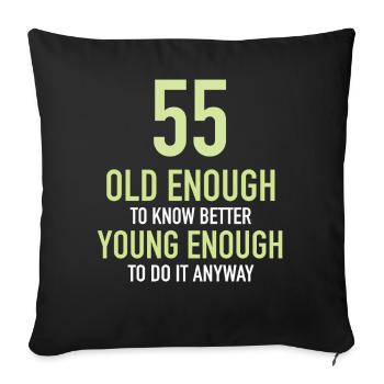 Cadeau 55 ans Anniversaire Enfant - Housse de coussin décorative 45 x 45 cm - noir - Devant