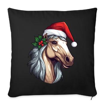Horse Christmas Horse Head Winter Riding - Sofa pillowcase 17,3'' x 17,3'' (45 x 45 cm) - black - Front