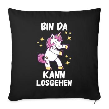 Einhorn Einhörner Fabelwesen Mystisch - Sofakissenbezug 45 x 45 cm - Schwarz - Vorne