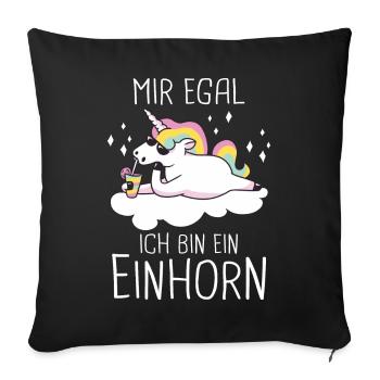 Einhorn Einhörner Fabelwesen Mystisch - Sofakissenbezug 45 x 45 cm - Schwarz - Vorne