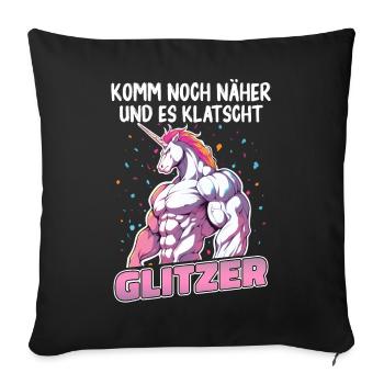 Einhorn Einhörner Fabelwesen Mystisch - Sofakissenbezug 45 x 45 cm - Schwarz - Vorne