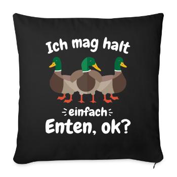 Stockente Entenvögel Ente Dunkelente Vogel - Sofakissenbezug 45 x 45 cm - Schwarz - Vorne
