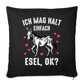 Esel Eselchen Maultier Muli - Sofakissenbezug 45 x 45 cm - Schwarz - Vorne