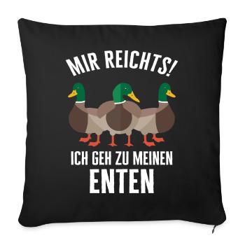 Stockente Entenvögel Ente Dunkelente Vogel - Sofakissenbezug 45 x 45 cm - Schwarz - Vorne