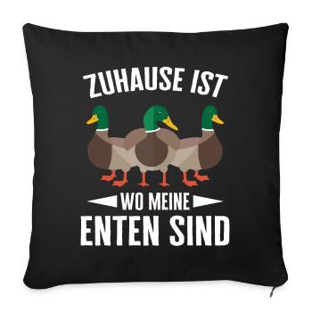Stockente Entenvögel Ente Dunkelente Vogel - Sofakissenbezug 45 x 45 cm - Schwarz - Vorne