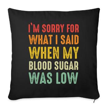 Diabète Insuline DT1 diabétique - Housse de coussin décorative 45 x 45 cm - noir - Devant