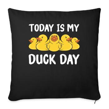 Canards en caoutchouc Salle de bain Canard jaune - Housse de coussin décorative 45 x 45 cm - noir - Devant