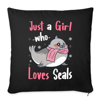 Phoque, phoque, animal, lion de mer - Housse de coussin décorative 45 x 45 cm - noir - Devant