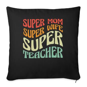 Teacher School Teacher Teacher Teacher - Sofa pillowcase 17,3'' x 17,3'' (45 x 45 cm) - black - Front