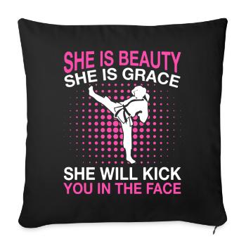 Karaté Karaté Combattant Arts martiaux - Housse de coussin décorative 45 x 45 cm - noir - Devant