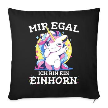 Einhorn Einhörner Fabelwesen Mystisch - Sofakissenbezug 45 x 45 cm - Schwarz - Vorne
