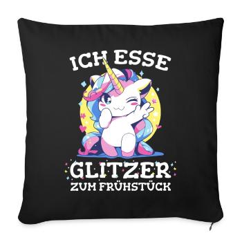 Einhorn Einhörner Fabelwesen Mystisch - Sofakissenbezug 45 x 45 cm - Schwarz - Vorne