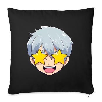 Emoji Visage Anime Étonné - Chemise Anime - Housse de coussin décorative 45 x 45 cm - noir - Devant