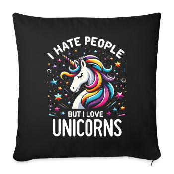 Licorne Licornes Conte de fées Magique - Housse de coussin décorative 45 x 45 cm - noir - Devant