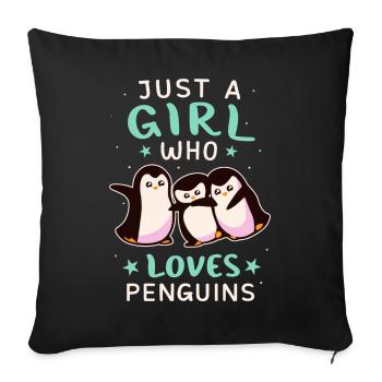 Penguin Penguin Animal - Sofa pillowcase 17,3'' x 17,3'' (45 x 45 cm) - black - Front