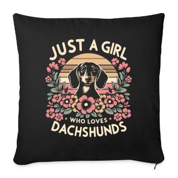 Chien teckel - Housse de coussin décorative 45 x 45 cm - noir - Devant