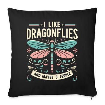 libellule libellules insectes nature - Housse de coussin décorative 45 x 45 cm - noir - Devant