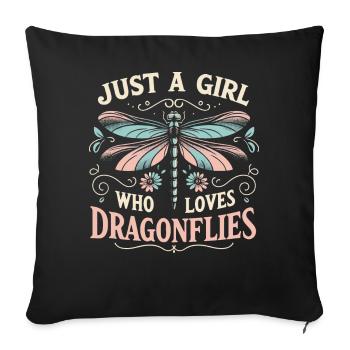 libellule libellules insectes nature - Housse de coussin décorative 45 x 45 cm - noir - Devant