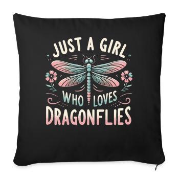 libellule libellules insectes nature - Housse de coussin décorative 45 x 45 cm - noir - Devant