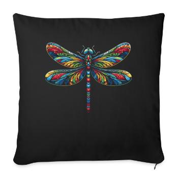 libellule libellules insectes nature - Housse de coussin décorative 45 x 45 cm - noir - Devant