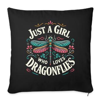 libellule libellules insectes nature - Housse de coussin décorative 45 x 45 cm - noir - Devant