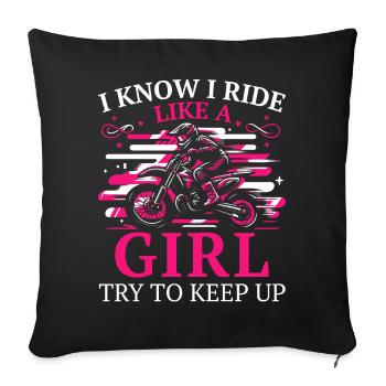 Motocross Dirtbike Supermoto - Sofakissenbezug 45 x 45 cm - Schwarz - Vorne