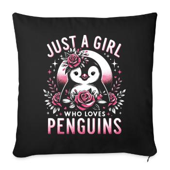 Penguin Penguin Animal - Sofa pillowcase 17,3'' x 17,3'' (45 x 45 cm) - black - Front