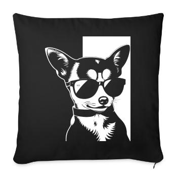 Lustiger Chihuahua mit Sonnenbrille Chihuahuas - Sofakissenbezug 45 x 45 cm - Schwarz - Vorne