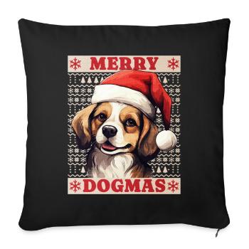 Dog Christmas Ugly Merry Dogmas Santa Hat - Sofa pillowcase 17,3'' x 17,3'' (45 x 45 cm) - black - Front