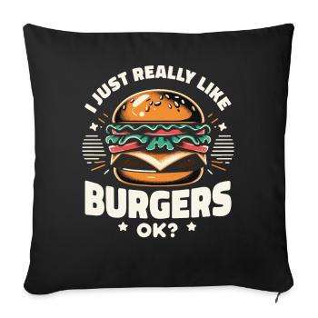 Burger Fast Food Hamburger Cheesburger Burgers - Sofa pillowcase 17,3'' x 17,3'' (45 x 45 cm) - black - Front