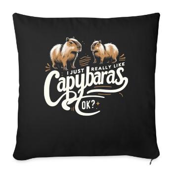 Capybara Capybara Rongeur Animal - Housse de coussin décorative 45 x 45 cm - noir - Devant