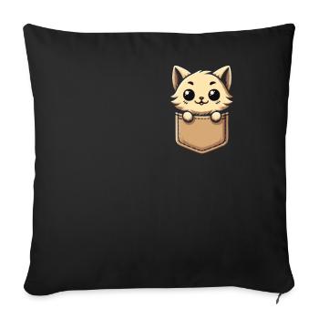 Chat, Amoureux Des Chats, Propriétaire De Chat, Chaton - Housse de coussin décorative 45 x 45 cm - noir - Devant